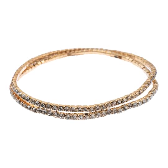 7" Gold & Crystal Rhinestone Stretch Bracelets, 2ct. by Bead Landing™